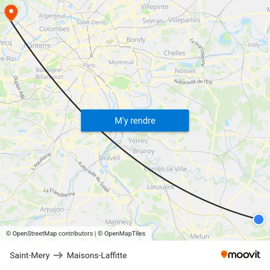 Saint-Mery to Maisons-Laffitte map