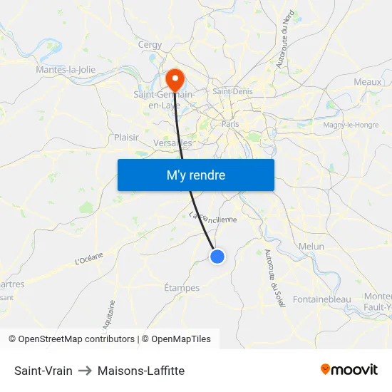Saint-Vrain to Maisons-Laffitte map