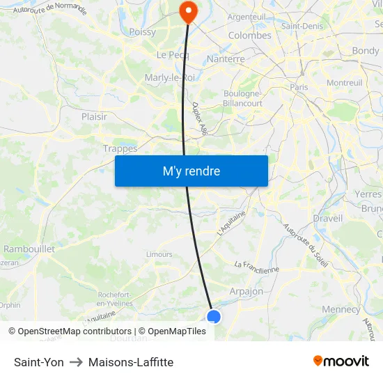 Saint-Yon to Maisons-Laffitte map