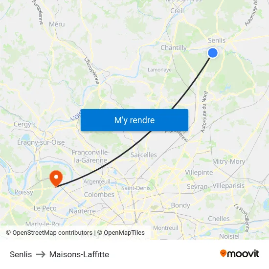 Senlis to Maisons-Laffitte map