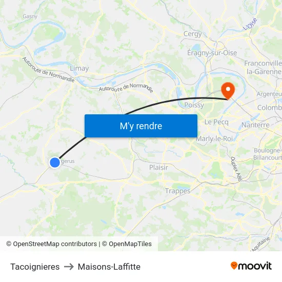 Tacoignieres to Maisons-Laffitte map