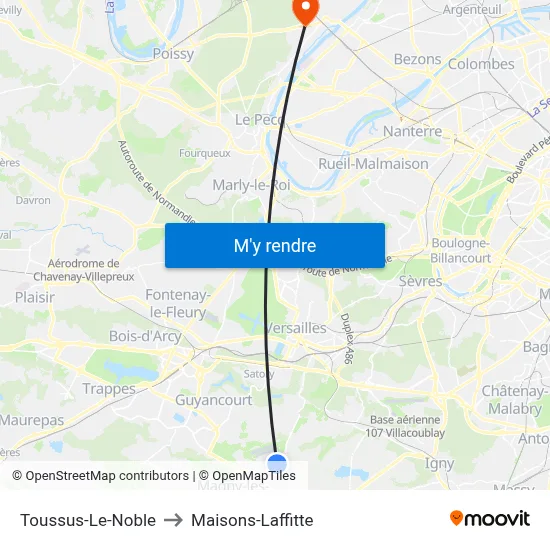 Toussus-Le-Noble to Maisons-Laffitte map