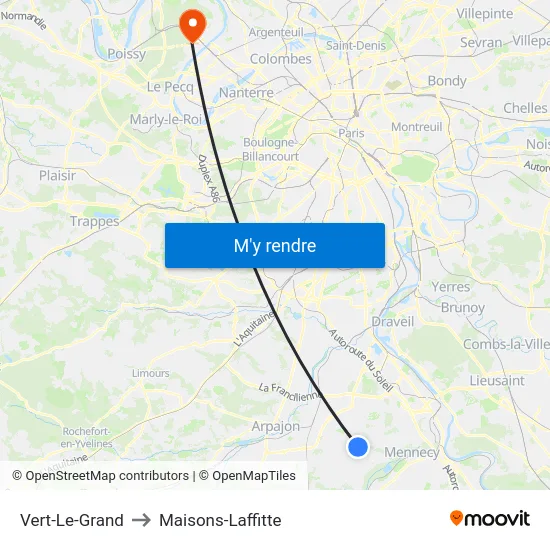 Vert-Le-Grand to Maisons-Laffitte map