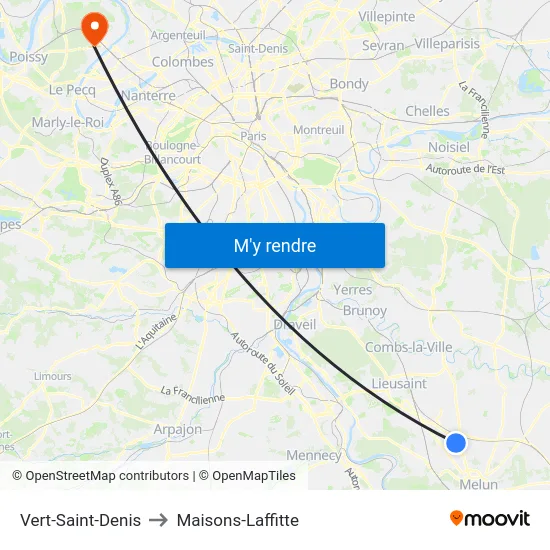 Vert-Saint-Denis to Maisons-Laffitte map