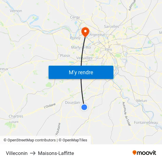 Villeconin to Maisons-Laffitte map