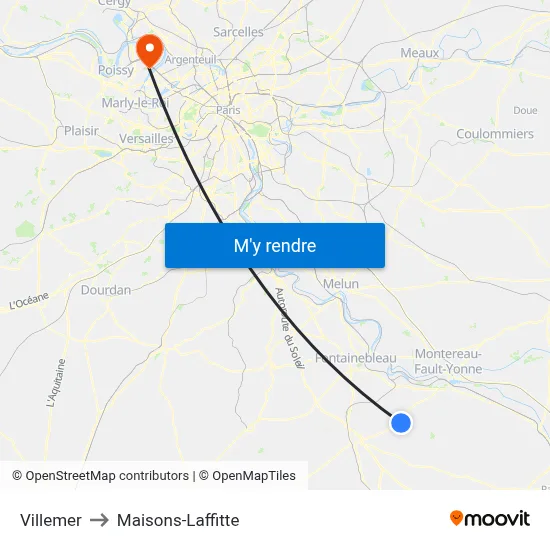 Villemer to Maisons-Laffitte map
