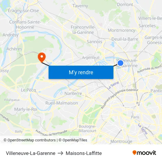 Villeneuve-La-Garenne to Maisons-Laffitte map