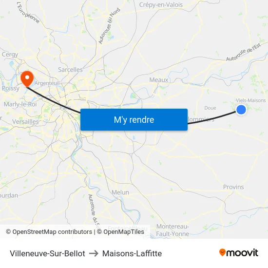 Villeneuve-Sur-Bellot to Maisons-Laffitte map