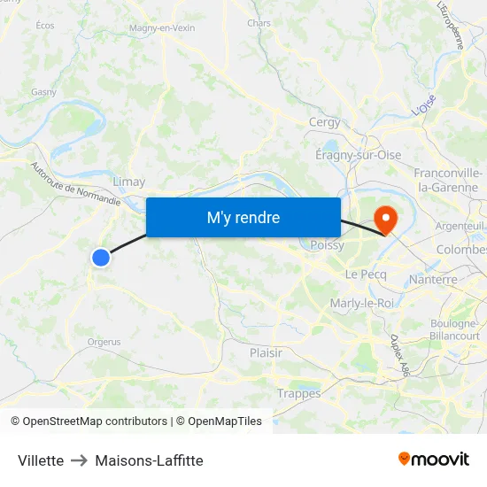 Villette to Maisons-Laffitte map