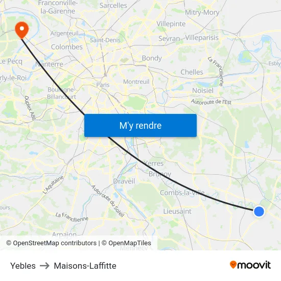 Yebles to Maisons-Laffitte map