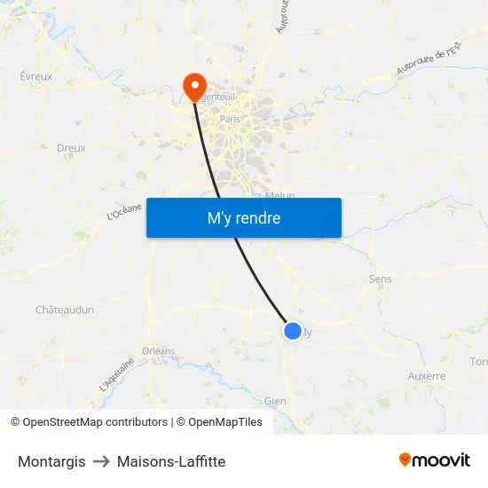 Montargis to Maisons-Laffitte map