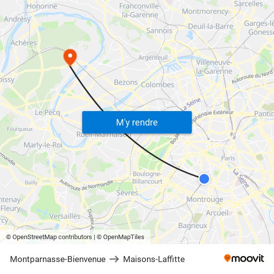 Montparnasse-Bienvenue to Maisons-Laffitte map