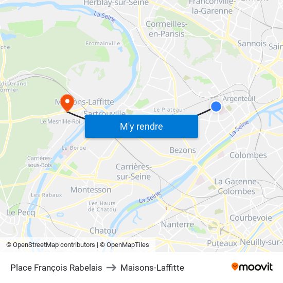 Place François Rabelais to Maisons-Laffitte map