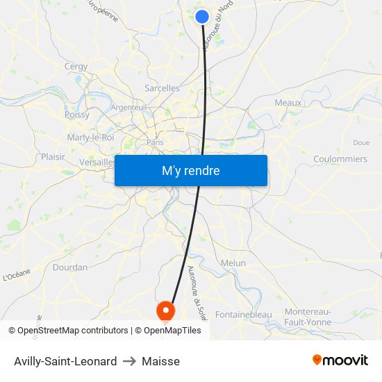 Avilly-Saint-Leonard to Maisse map