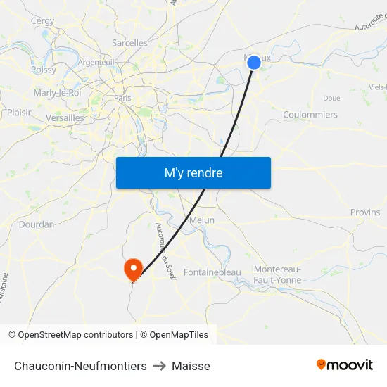 Chauconin-Neufmontiers to Maisse map