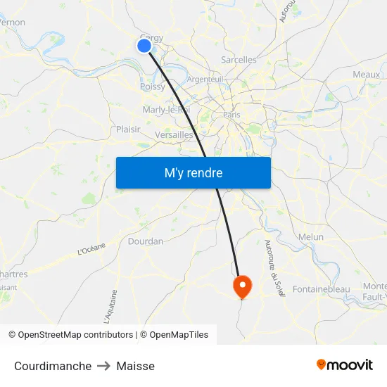Courdimanche to Maisse map