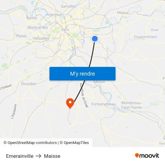 Emerainville to Maisse map