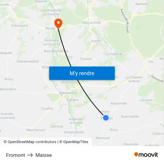 Fromont to Maisse map