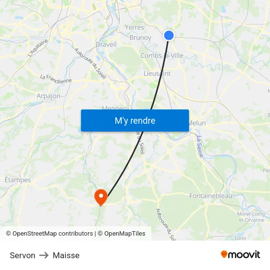 Servon to Maisse map