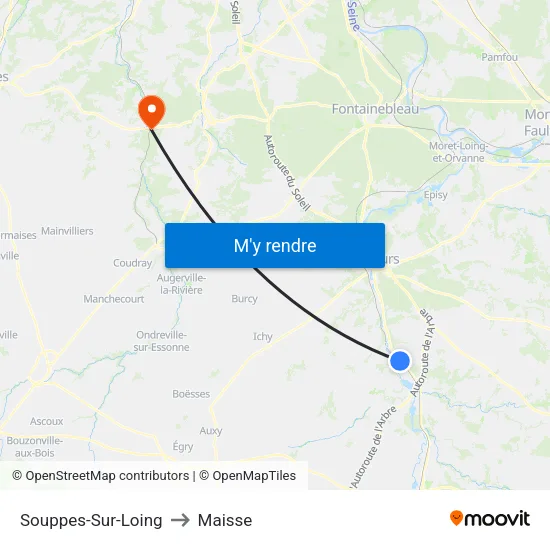 Souppes-Sur-Loing to Maisse map