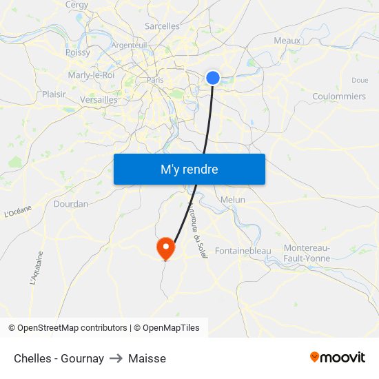 Chelles - Gournay to Maisse map