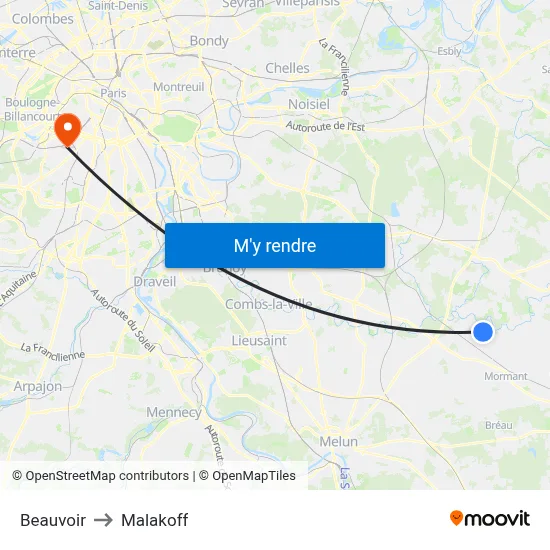 Beauvoir to Malakoff map