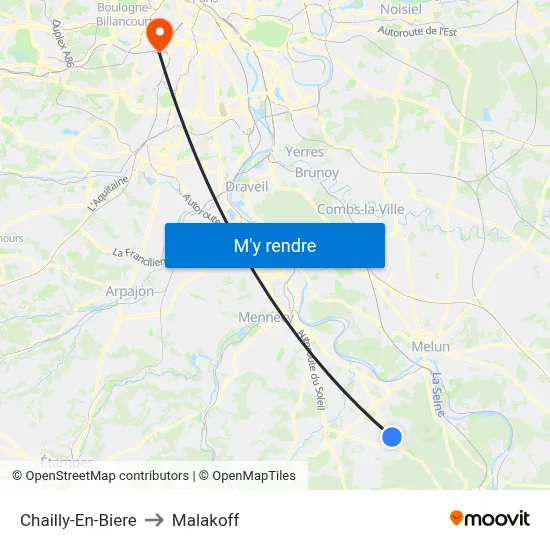 Chailly-En-Biere to Malakoff map