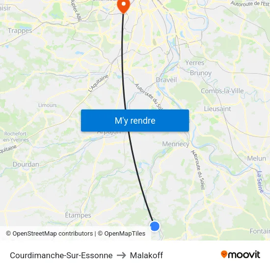 Courdimanche-Sur-Essonne to Malakoff map