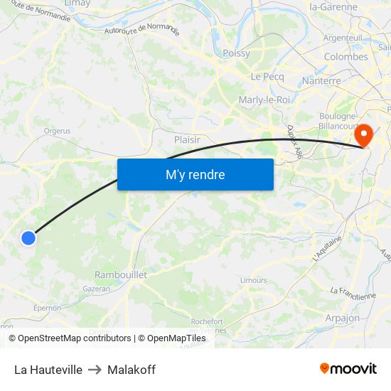 La Hauteville to Malakoff map