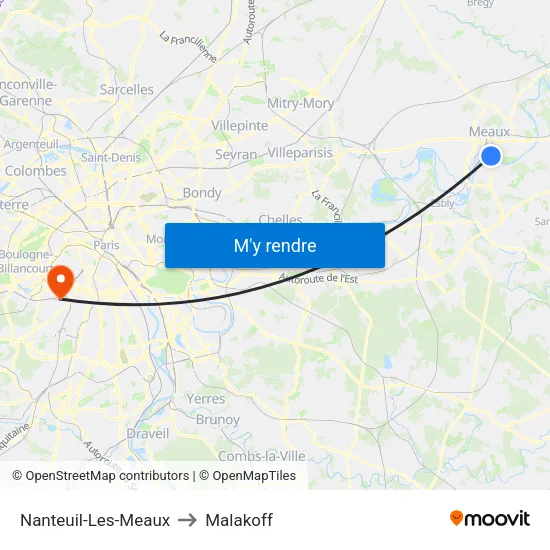 Nanteuil-Les-Meaux to Malakoff map