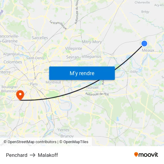 Penchard to Malakoff map