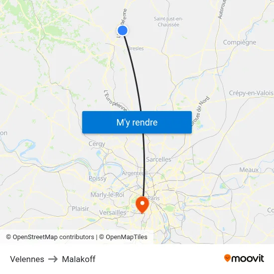 Velennes to Malakoff map