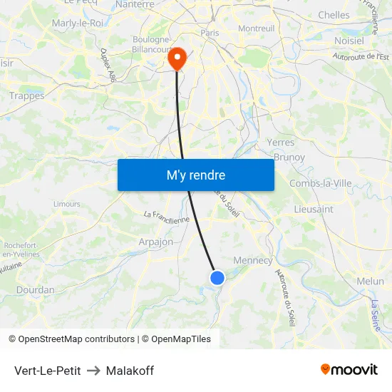 Vert-Le-Petit to Malakoff map