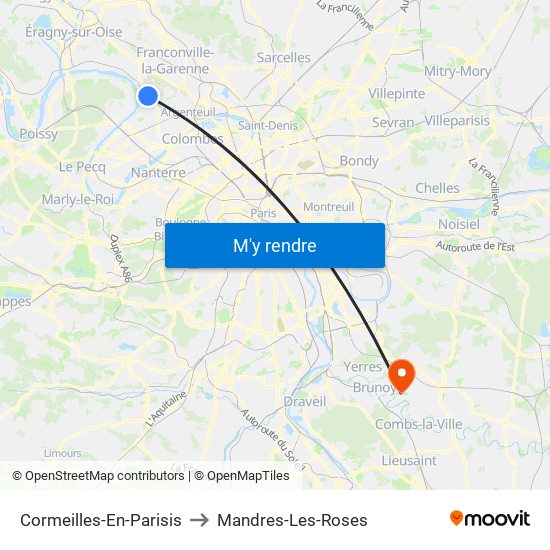 Cormeilles-En-Parisis to Mandres-Les-Roses map