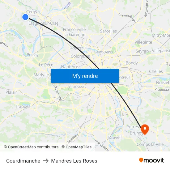 Courdimanche to Mandres-Les-Roses map