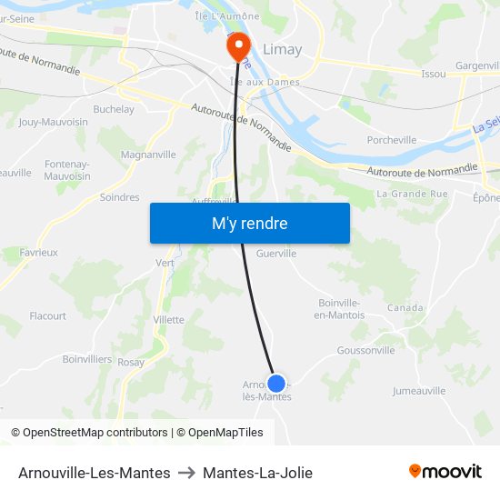 Arnouville-Les-Mantes to Mantes-La-Jolie map