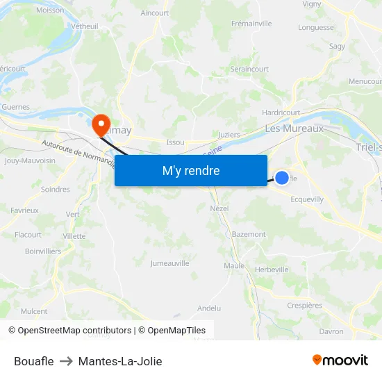 Bouafle to Mantes-La-Jolie map