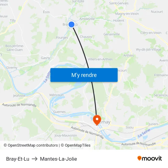 Bray-Et-Lu to Mantes-La-Jolie map