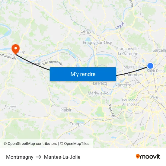 Montmagny to Mantes-La-Jolie map
