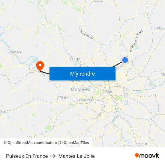 Puiseux-En-France to Mantes-La-Jolie map