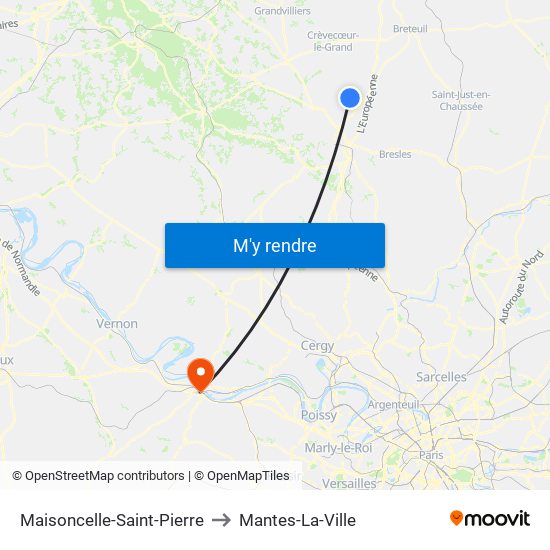 Maisoncelle-Saint-Pierre to Mantes-La-Ville map