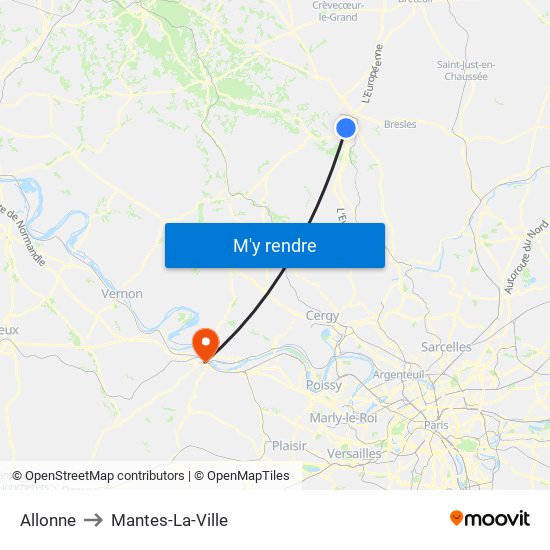 Allonne to Mantes-La-Ville map