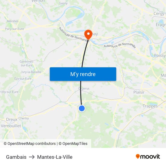 Gambais to Mantes-La-Ville map