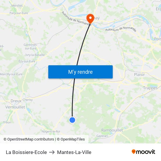 La Boissiere-Ecole to Mantes-La-Ville map
