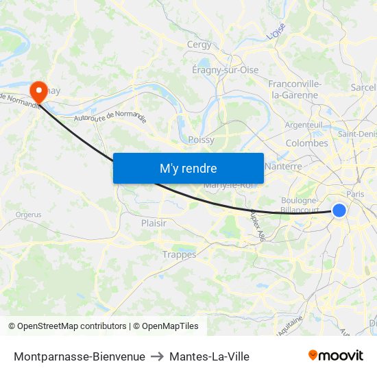 Montparnasse-Bienvenue to Mantes-La-Ville map