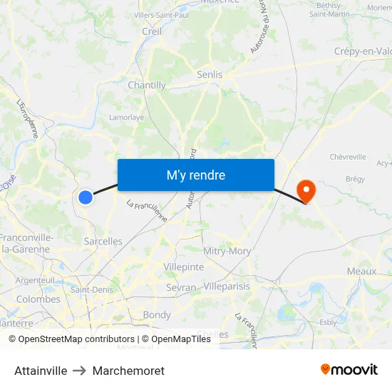 Attainville to Marchemoret map