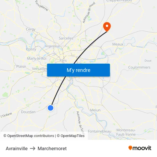 Avrainville to Marchemoret map