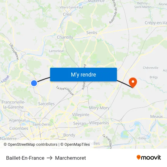 Baillet-En-France to Marchemoret map