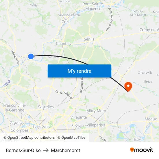 Bernes-Sur-Oise to Marchemoret map