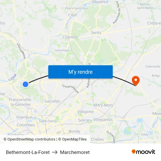 Bethemont-La-Foret to Marchemoret map